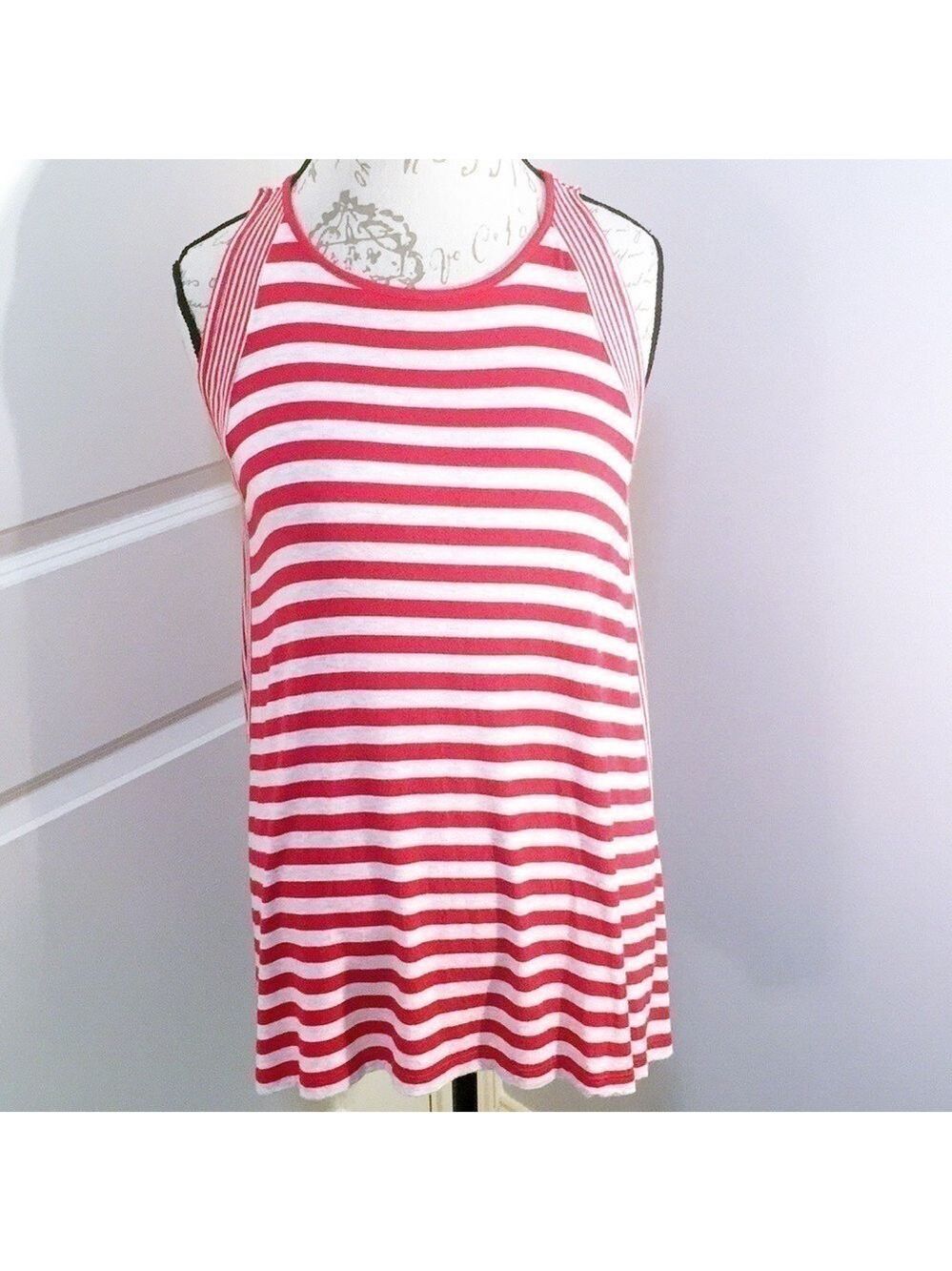M.S.S.P. Red/Cream Striped Sleeveless Top Large - Like New